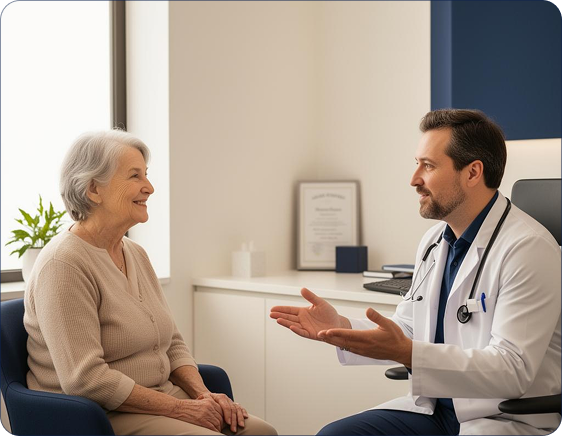 Doctor consulting with patient at Alam Neurology Clinic